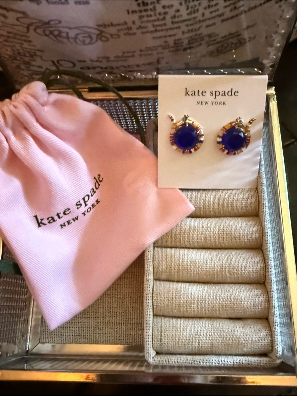 kate spade Snake Earrings with Deep Blue Crystals, Multicolor, Spice Things Up